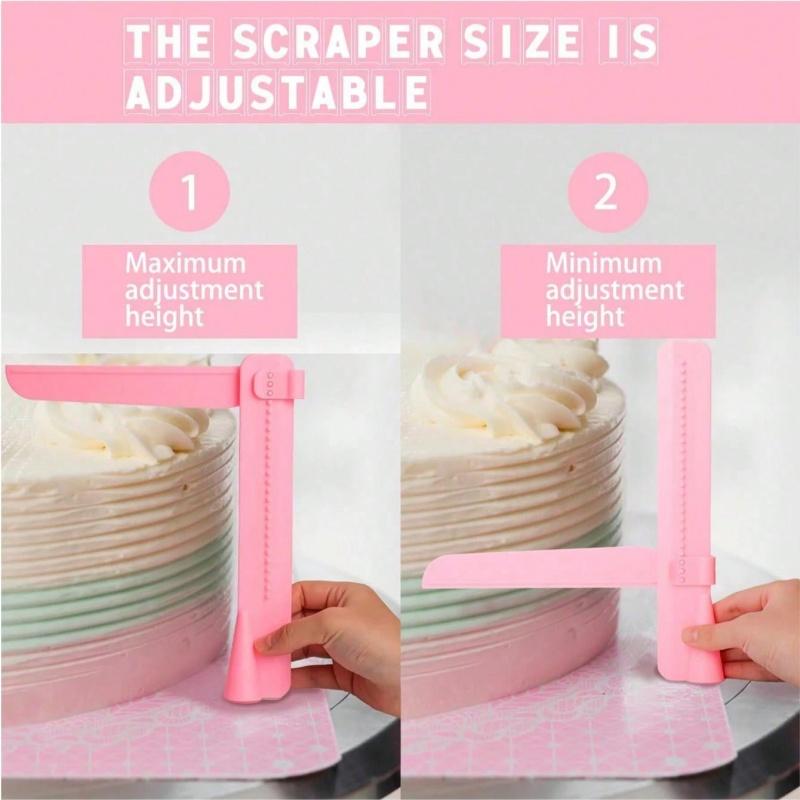 4pcs/1 Set Cake Scraper Set Decorating Comb and Frosting Spatula, Plastic Serrated Scraper Polisher