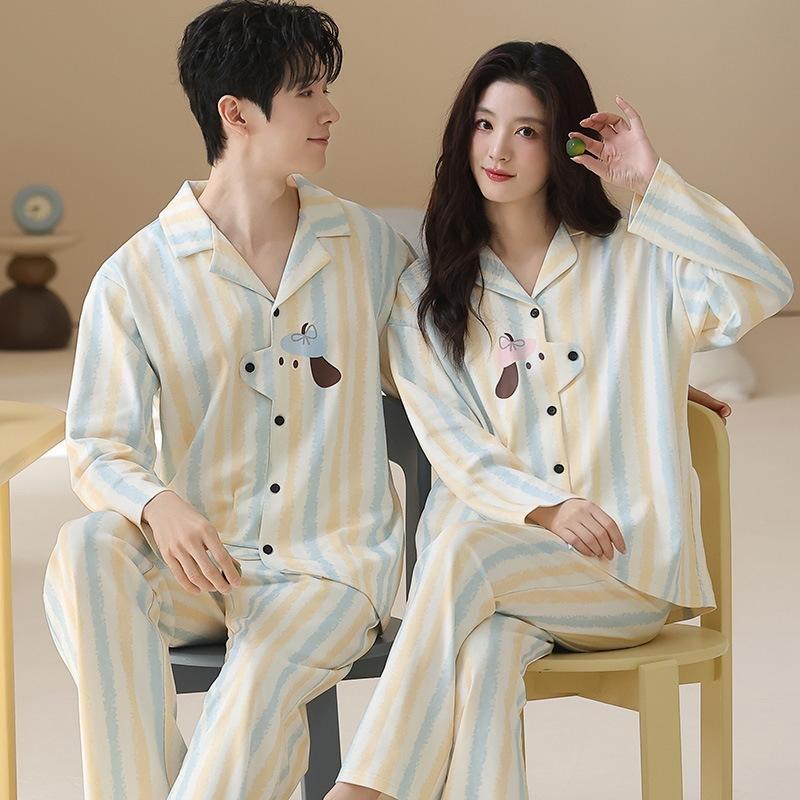 SEE KEAN Pure Cotton Couple s Pajama Cardigan Set