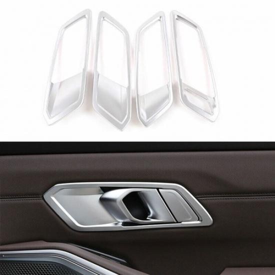 Interior Door Handle Cover Trim Fit For BMW 3-Series G20 - Silver ABS
