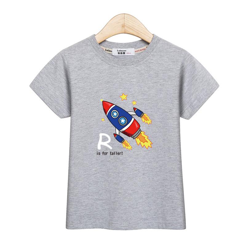 

2026 New Boys Short Sleeved T-shirt New Space Rocket Cartoon Clothing Baby Kids Summer Shirt Tops 3-14T 120