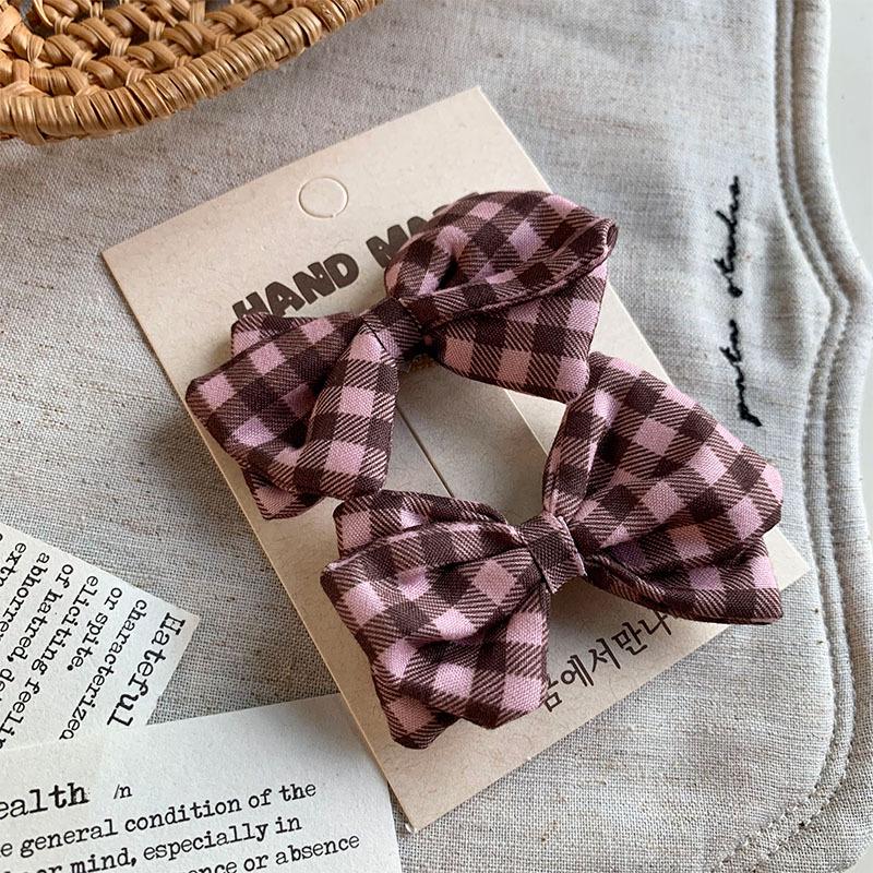 Sweet Pink Plaid Heart Cat Hair Clip - Versatile and Cute for Girls