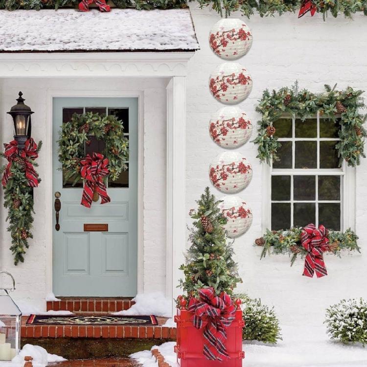 Pack of 5 Japanese And Chinese Themed Lanterns Feature Cherries Blossom And Persimmons  For Seasonal Celebration