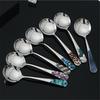 3D Flowers 304 Stainless Steel Soup Round Spoon Dessert String Stickers Korea Household Rice Spoons Beauty Table Decoration