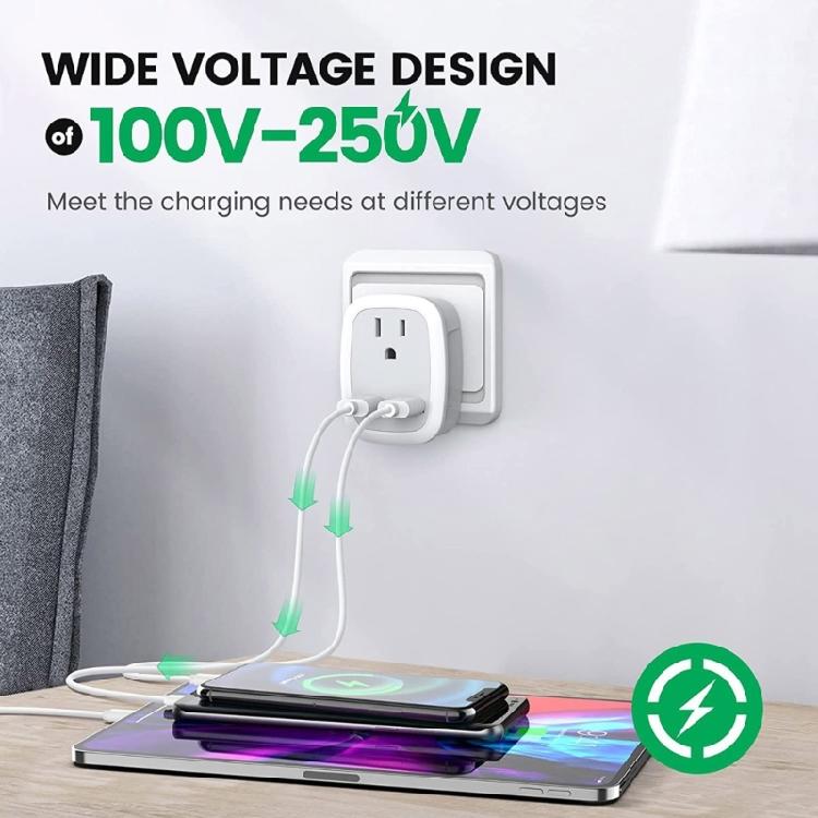 Multifunctional US to European/UK/IT/for CH Travel Plug Adapter with 2 USB 3 in