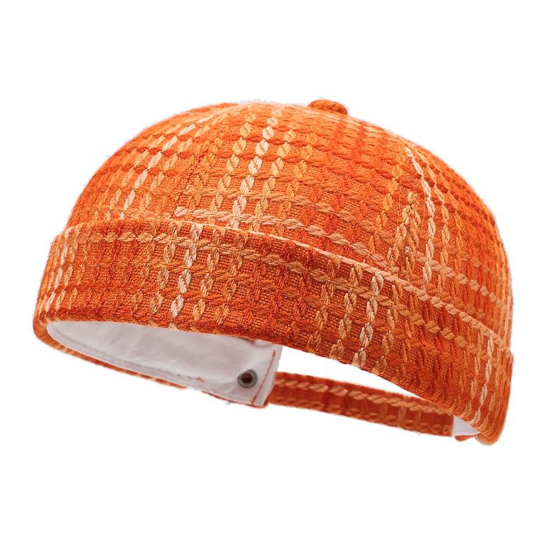American Street Hip-Hop Sun Hat Literary And Retro Thousand Bird Grid Landlord Hat Fashionable Versatile Simple Melon Fur Hat adjustable оранжевый