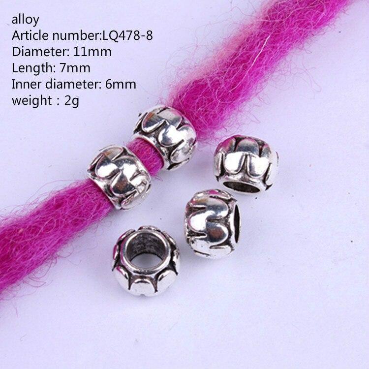 5pcs/bag Silver Metal Hair Rings Braid Dreadlocks Bead Hair Cuffs Dread Tube Charm Dreadlock for DIY Hair Accessaries