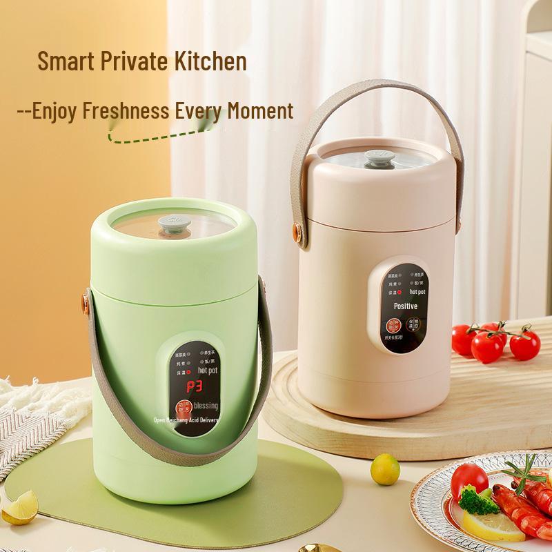 Douyin Celebrity Electric Stew Pot: Portable Multi-Function Soup & Porridge Cooker with Clear Stainless Steel Design