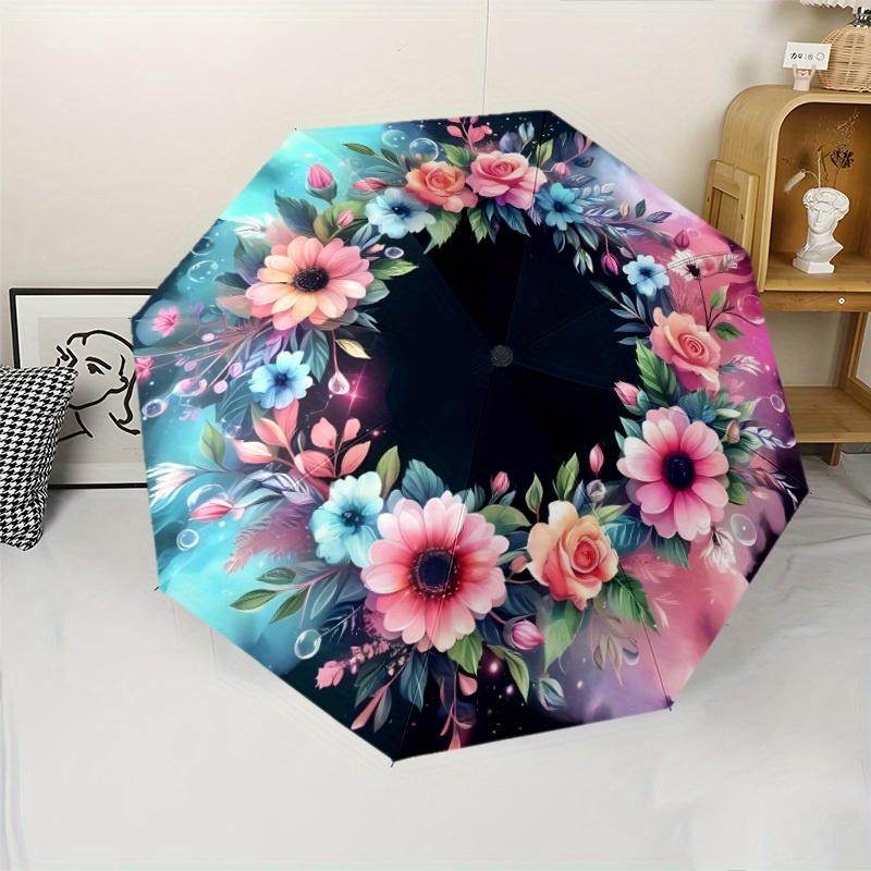 

A Vintage Floral Folding Umbrella, Perfect As a Gift for Anyone, Featuring a Durable Iron Frame And a Portable Plastic Handle. (as the picture,Iron&8K)