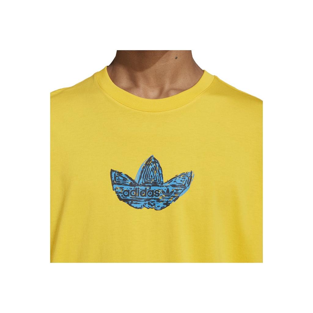 adidas Originals Training Supply Logo Print Loose Fit Crew Neck Short Sleeve T-Shirt Men Tops Yellow IZ2572