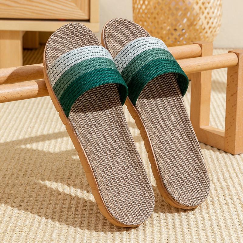 Unisex Thick-Bottom Rattan Straw Linen Slippers for All Seasons