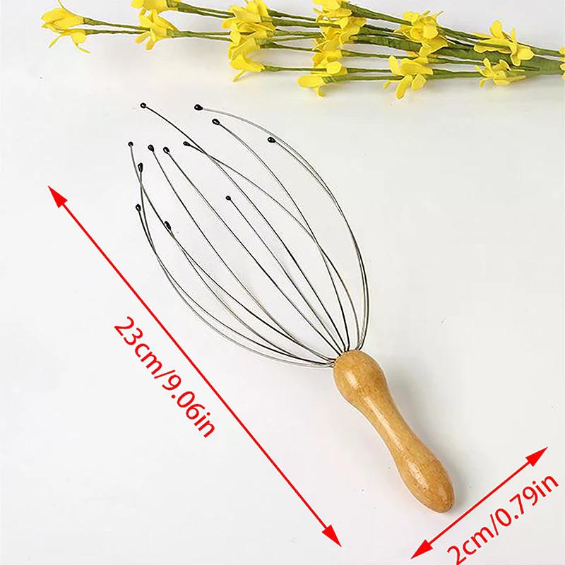 Wooden Handle Octopus Head Massager For Scalp Relaxation And Tension Relief - Body Massager Scratcher Health Care Tool