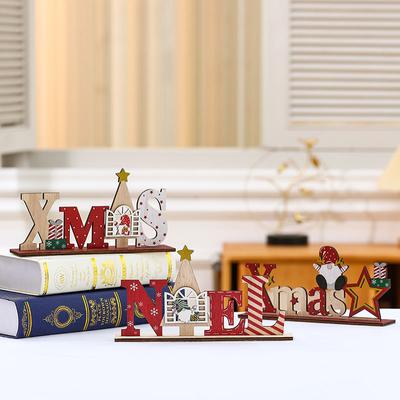 Weihnachten DIY Englischer Buchstabe Marke Holz Tischplatte Kleines Tischplatten-Set Weihnachtsgeschenke