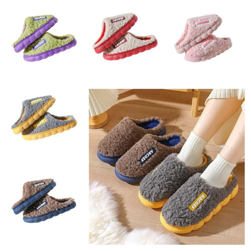 Thickened Warm Cotton Slippers Unisex Indoor Home Slippers For Winter