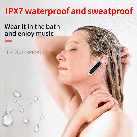 A20 Bluetooth-compatible Earphone Ear Hook Super Long Standby IPX7 Waterproof Single Business Wireless Headset with LED Display for Driver