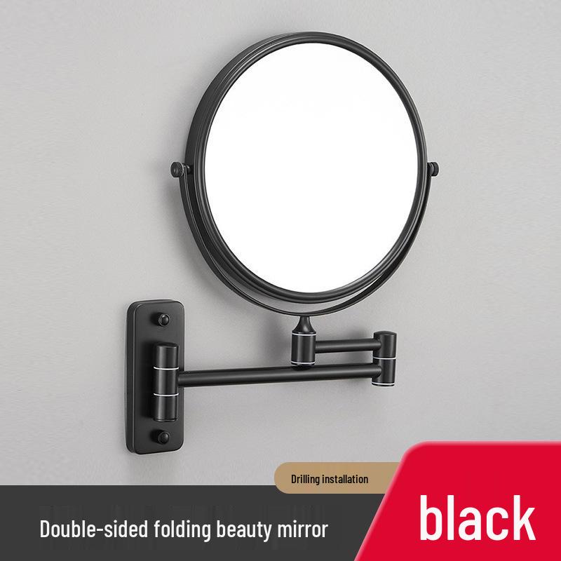 Wall-Mounted Folding Lighted Makeup Mirror for Bathroom or Dormitory