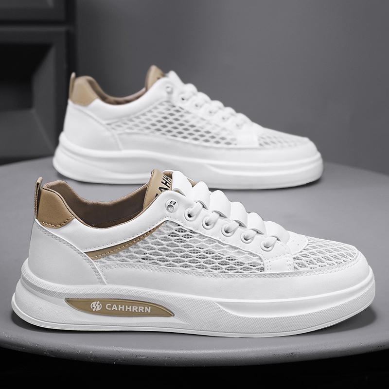 

Summer men s shoes new hollow board shoes men s versatile casual leather shoes sports flat white tide shoes men 44