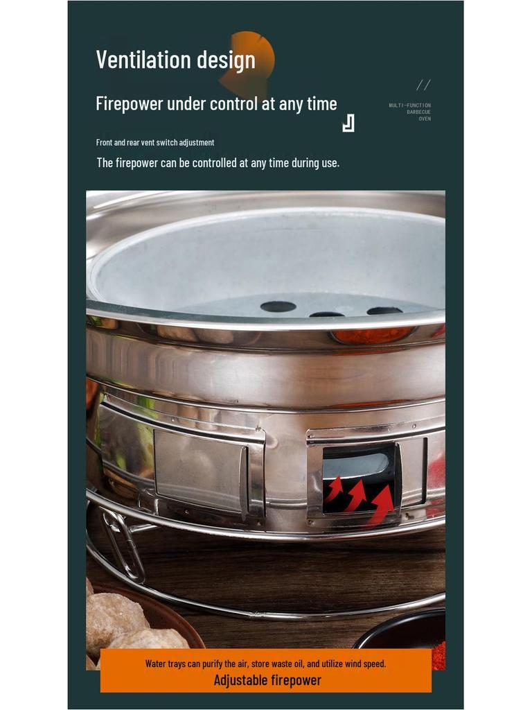 Smokeless Charcoal Grill Set with Tea-Boiling Feature, Ideal for Outdoor and Household Use.