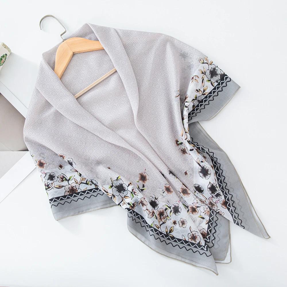 73Colors Malaysia Tudung Bawal Flower Print Hijab New Design Headscarf Premium Cotton Voile Soft Fashion Muslim Square Scarf