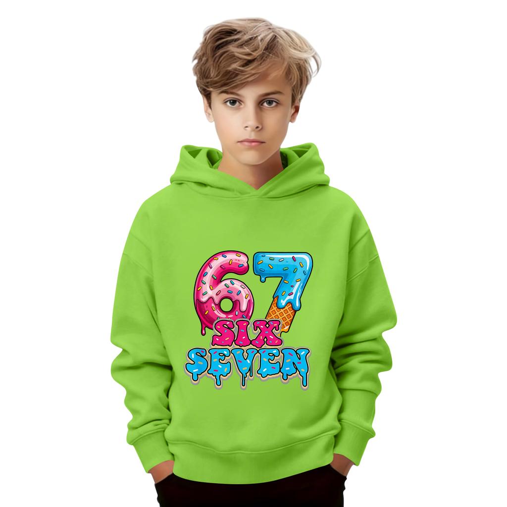 Çocuk Uzun Kollu Bol Kesim Baskılı İpli Kapüşonlu Sweatshirt