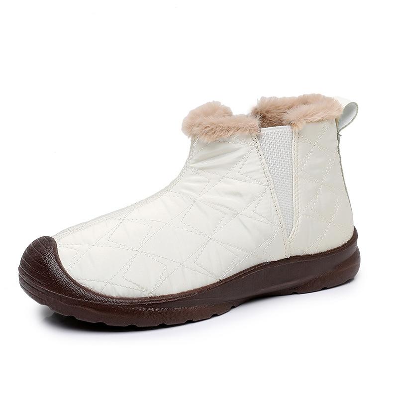 Botas de neve quentes de inverno femininas, confortáveis, à prova d'água, com forro de pele sintética, antiderrapantes, casuais, com forro de lã, botas curtas, sapatos para mulheres