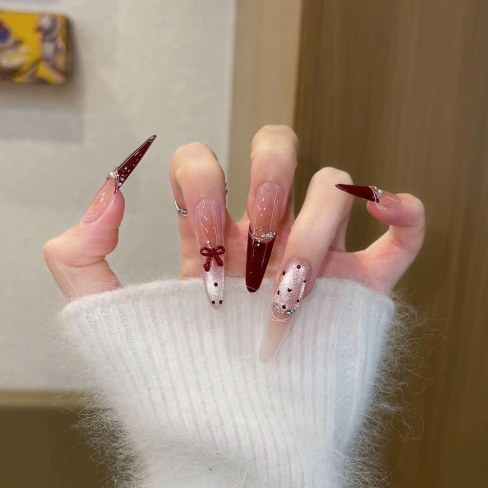 2026 New Year's Wear Nail Lion Nail Art Pure Handmade Cat's Eye Nail Art Handmade Fake Nail Patch Removable