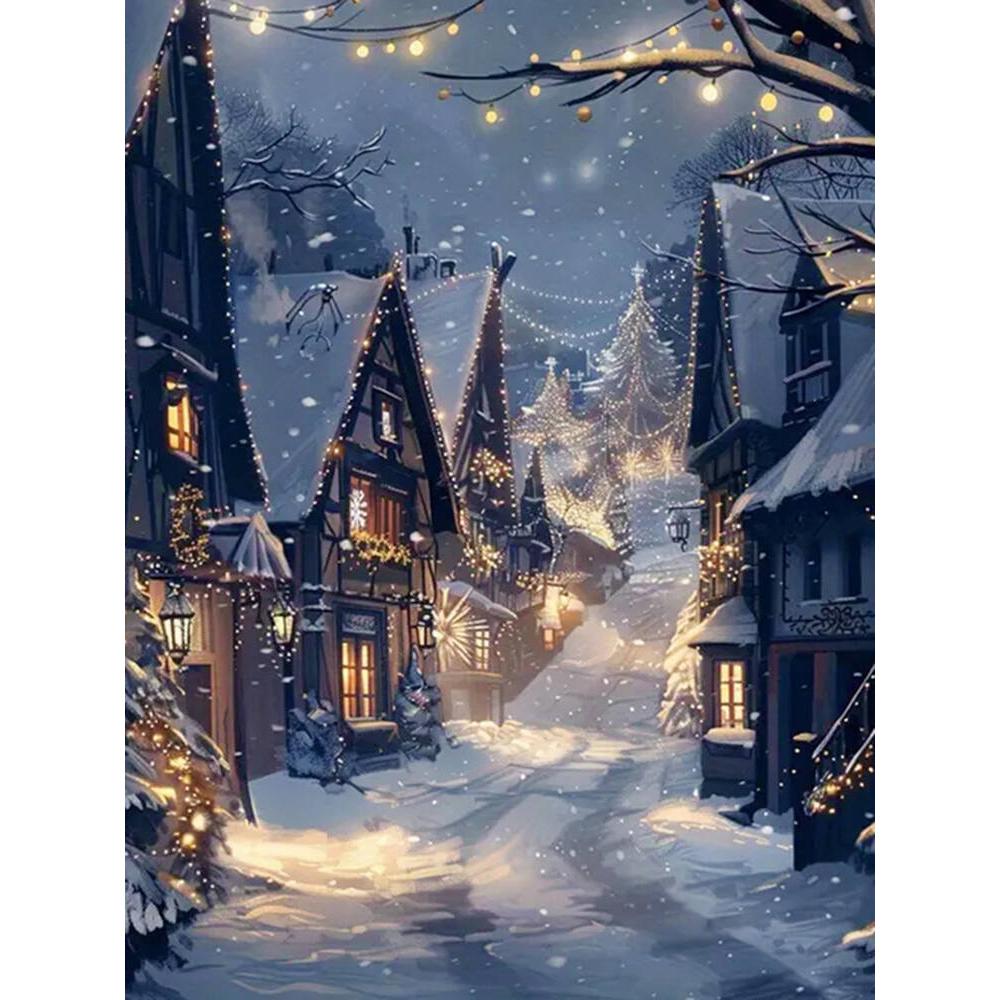 Diamond Painting House Embroidery Street Tree DIY Kit Mosaic Landscape Castle Suitable for Adults Beginners Home Decor