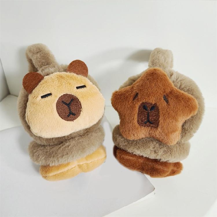 Plush Capybara Ear Warmers Fashion Portable Animal Earmuffs for Women and Girls Foldable Thick Earflaps Accessories