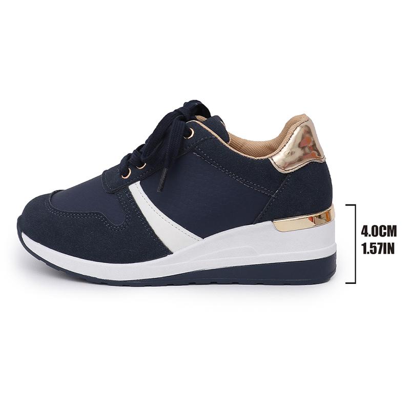 Fashion Women's Fashion Chunky Sneakers Lace Up Platform Casual Sports Shoes Woman Lightweight Non Slip Wedges Walking Shoes Plus Size