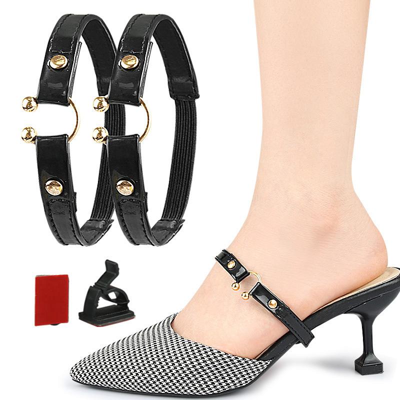 Ленивые Люди Без Установки Высокие Каблуки Противоскользящие Ремешки на Каблук Женские Эластичные Ленты Полукруглые Пряжки Фиксированные Шнурки