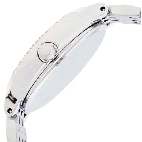 Seiko Watch Exceline Solar Watch SWCQ047 Women's Silver with Super Clear Coating, Curved Sapphire Crystal, and Diamonds