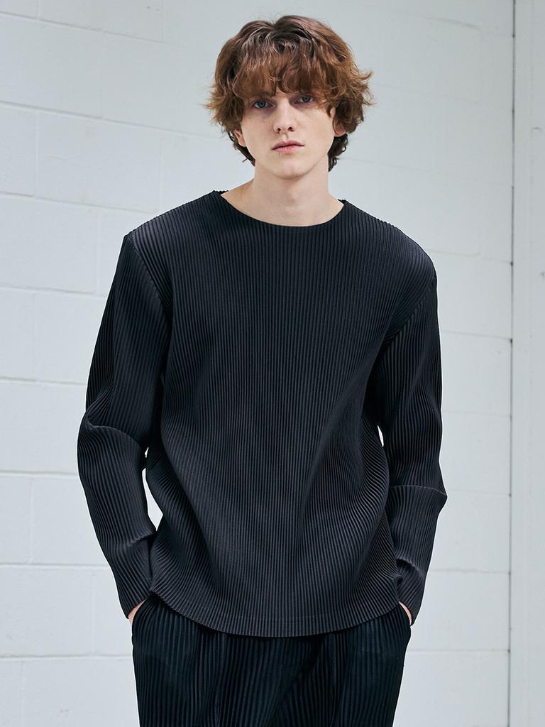 Waiowai Round Neck Basic Pleated T-Shirt_2 Colors