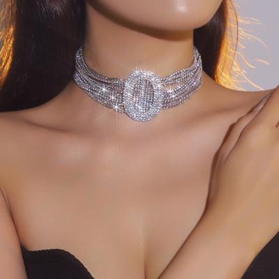 Personalized Exaggerated Shiny Claw Chain Wide Crystal Collarbone Chain Fashion Geometric Design Necklace Bridal Necklace