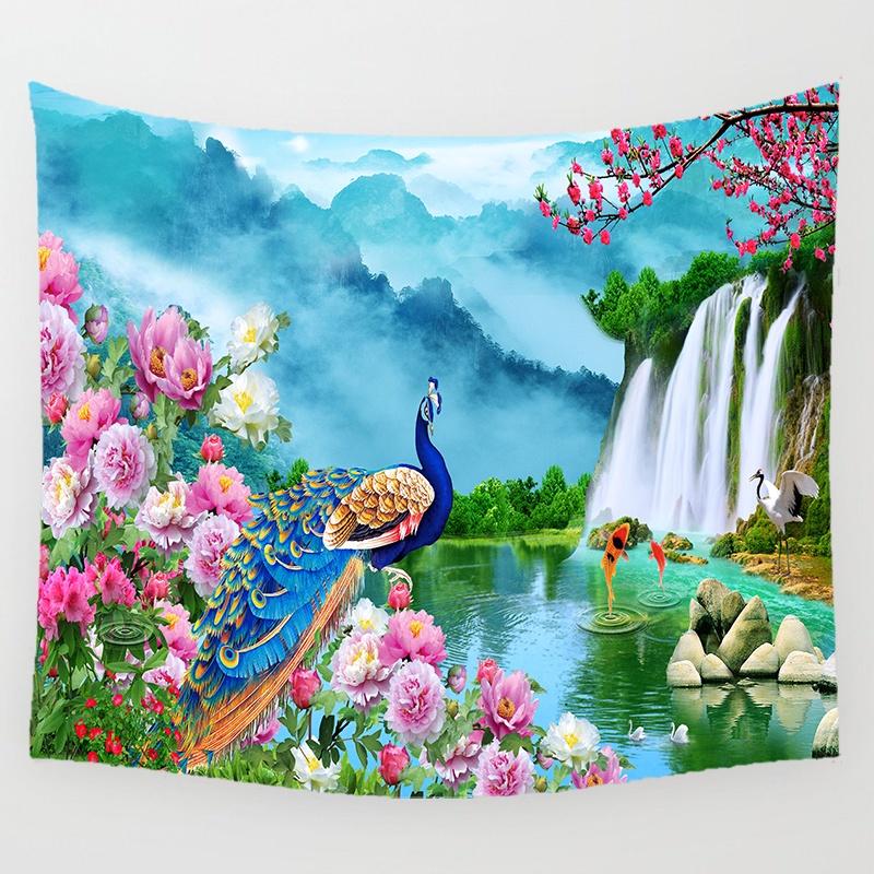 VIKAMA Landscape Waterfall Tapestry Bedroom Living Room Dormitory Decoration Washable Wall Tapestry Home Decoration