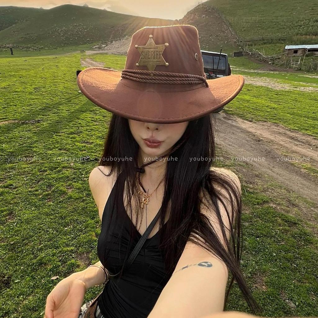 Women's Bohemian Ethnic Style Western Cowboy Sun Hat for Travel