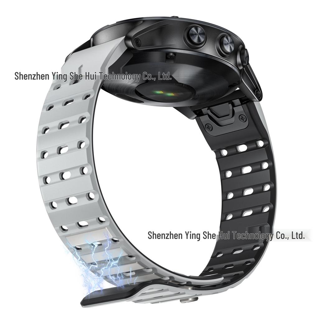 Garmin Compatible 22MM Magnetic Silicone Sport Watch Strap - Quick Release, Breathable Band