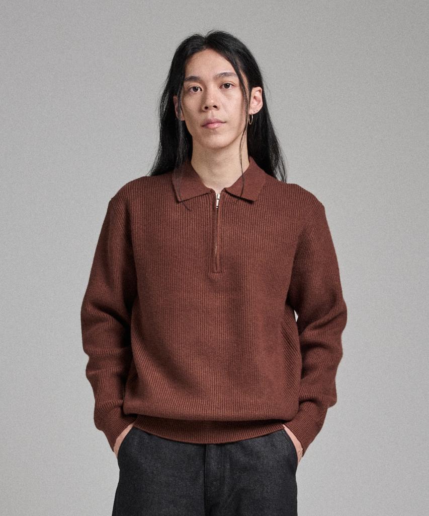 ANALOG MOOD Hazzi Half Zip Collar Knit (Brown)