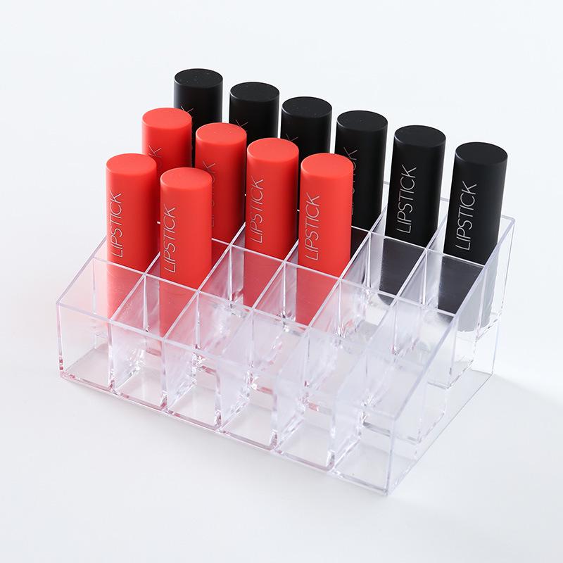 24-Compartment Transparent Lipstick & Lip Gloss Organizer for Vanity Display