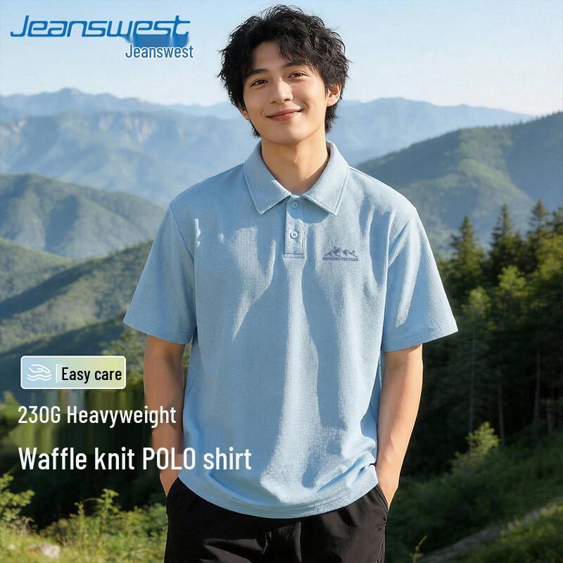 Jeanswest Men s Heavyweight Waffle Knit Short Sleeve Polo M