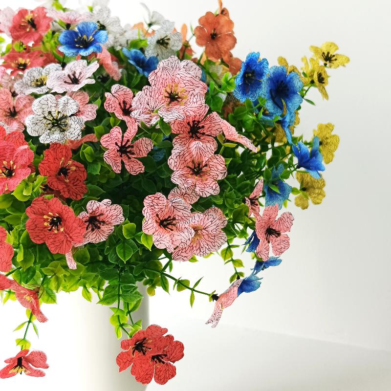 2Pcs Artificial Violet Flowers Faux Silk Bouquets Realistic Fake Plants for Living Room Home Wedding Event Table Decor
