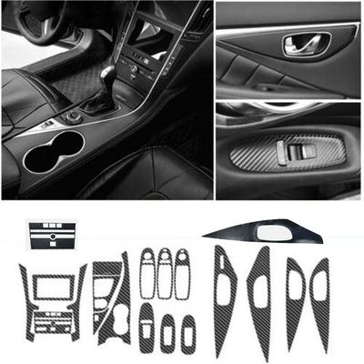 Interior Decal Trim Carbon Fiber Look Trim Vinyl Sticker For Infiniti Q50 Q60 2014-19