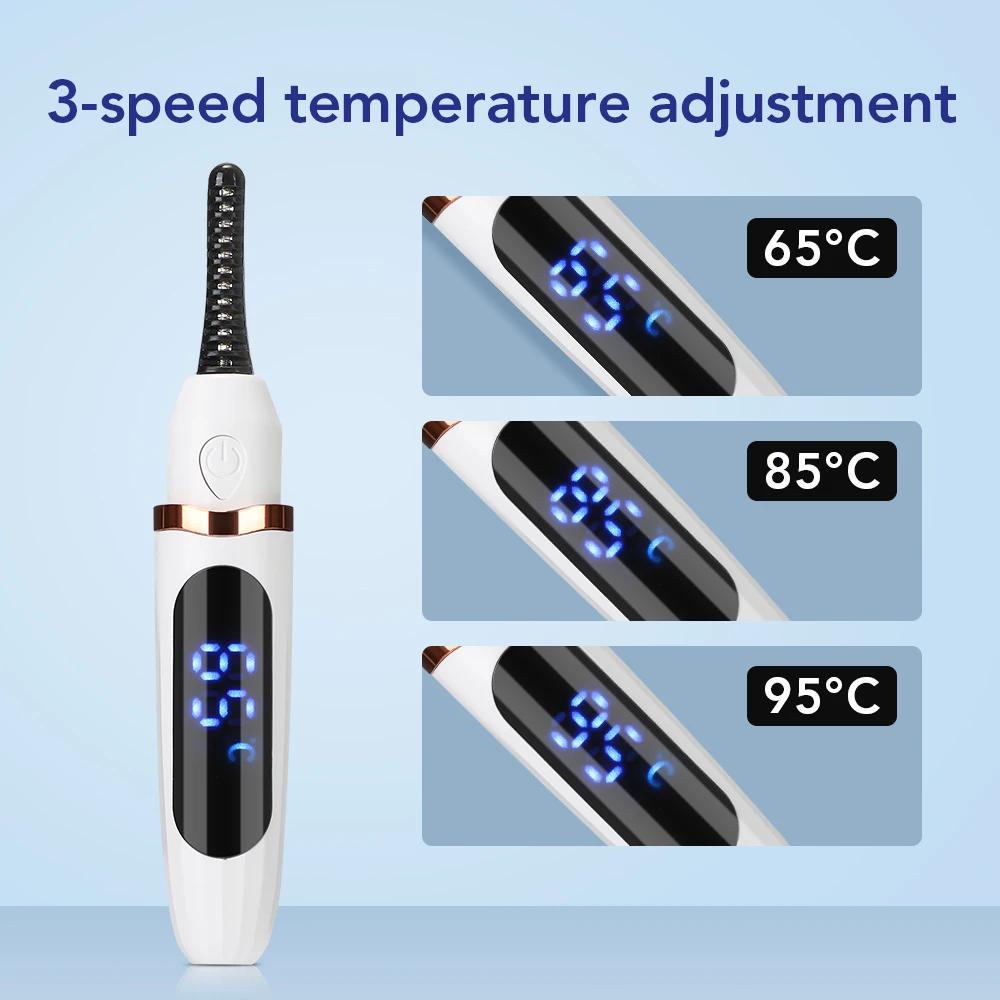 1PC Piegaciglia elettrico riscaldato Dispositivo portatile per piegare le ciglia Riscaldamento rapido Piegaciglia naturale Strumento per il trucco a lunga durata