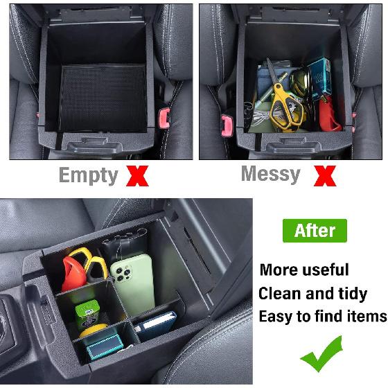 JKCOVER Center Console Dividers Organizer Compatible With Toyota Tacoma 2016-   Accessories,Ert Box ABS Secondary Storage