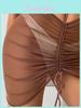 Black Sheer Mesh Bodycon Skirt With Ruched Design For Trendy Streetwear