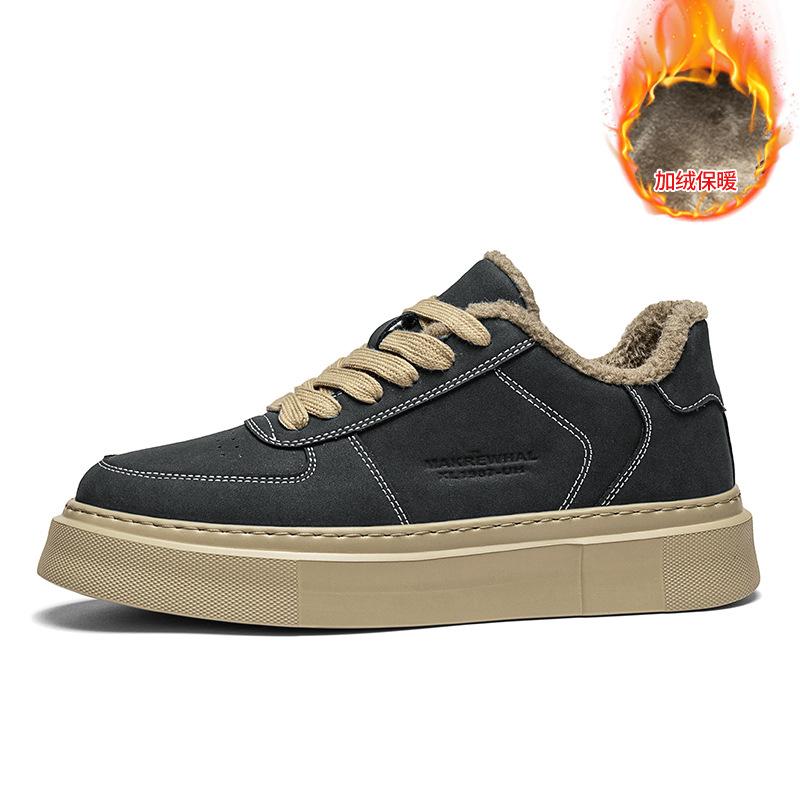 

22 autumn and winter new fleece warm board shoes, thick-soled heightened casual shoes, sneakers 39 чёрный