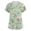 Women's Fashion Printed  Short Sleeve Care Workwear With Double Pockets Top