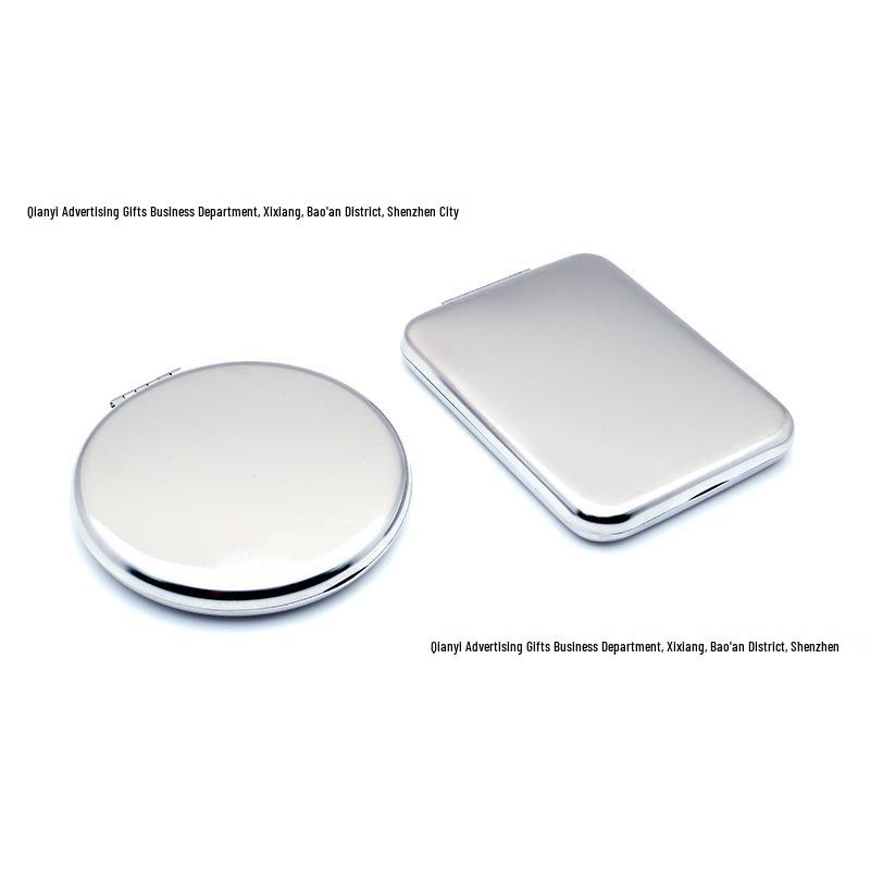 Engravable Stainless Steel Foldable Makeup Mirror - Unbreakable, Portable, Round/Square Design, Compact Size