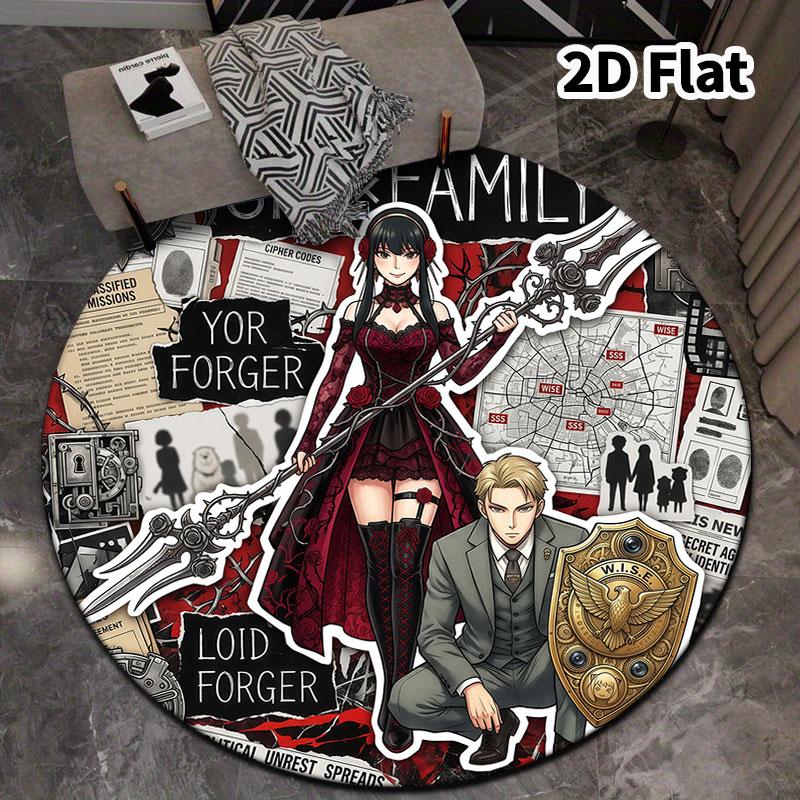 Spy Family Round Area Rug Carpet Rug For Living Room Bedroom Sofa Playroom Decor Nonslip Floor Mat
