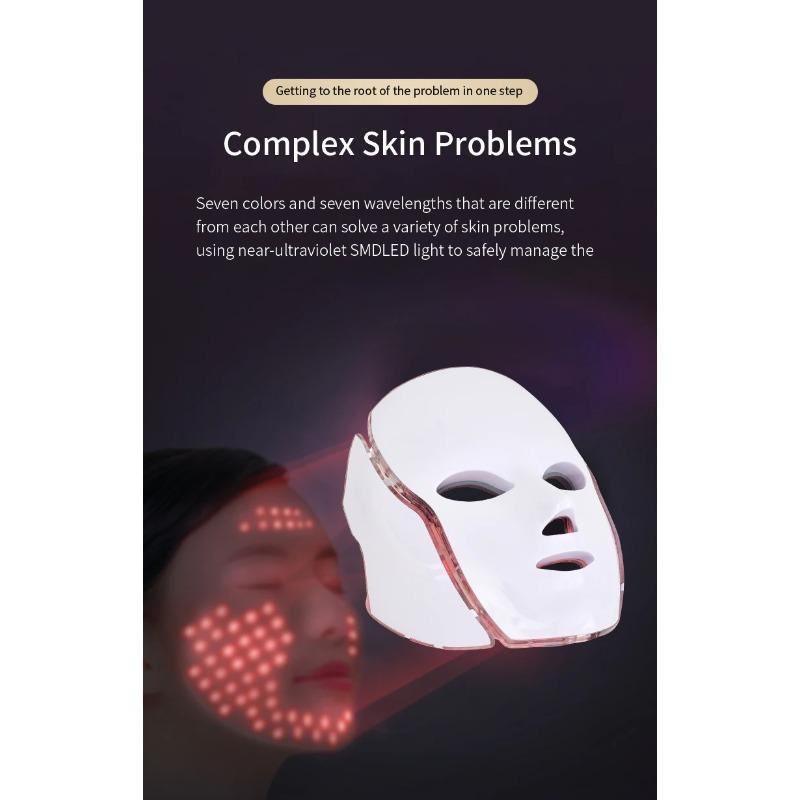 7 Colors LED Firming & Whitening Mask Facial Device - Facial & Neck Anti-Acne Professional Skin Therapy