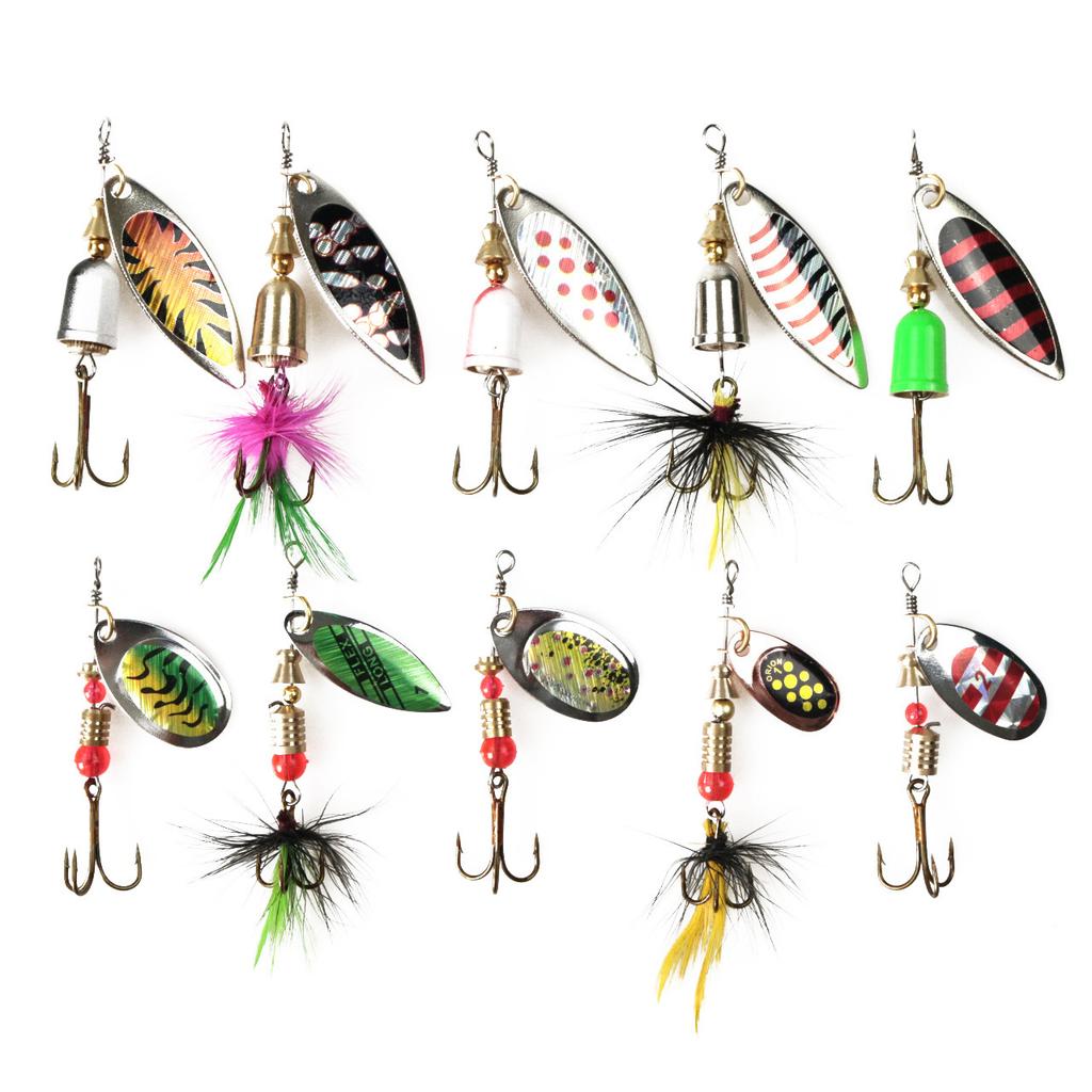Freshwater Lure Spinning Sequin Set10-13Metal electroplated bait with barbed hook fishing gear supplies