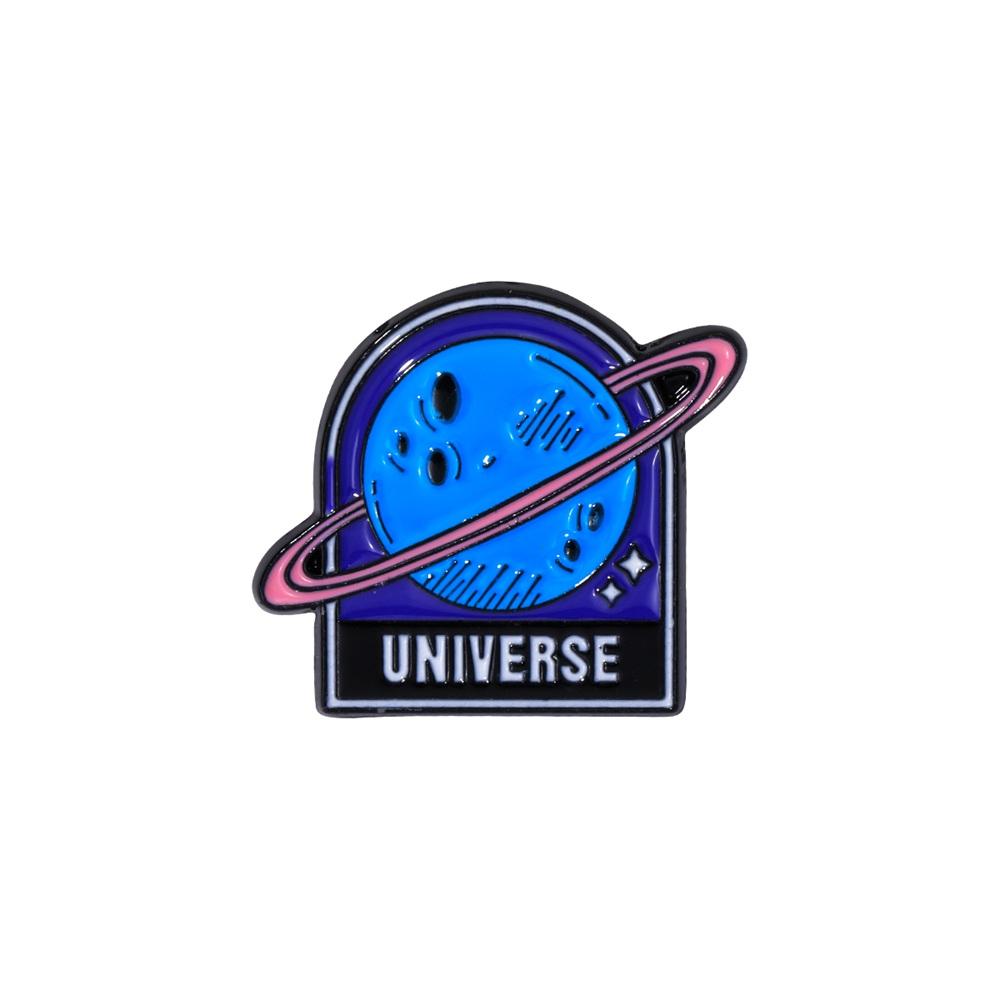4 Styles Funny Space Adventure Universe Planets Design Enamel Brooches Spaceman Astronaut Rocket Earth Metal Pins
